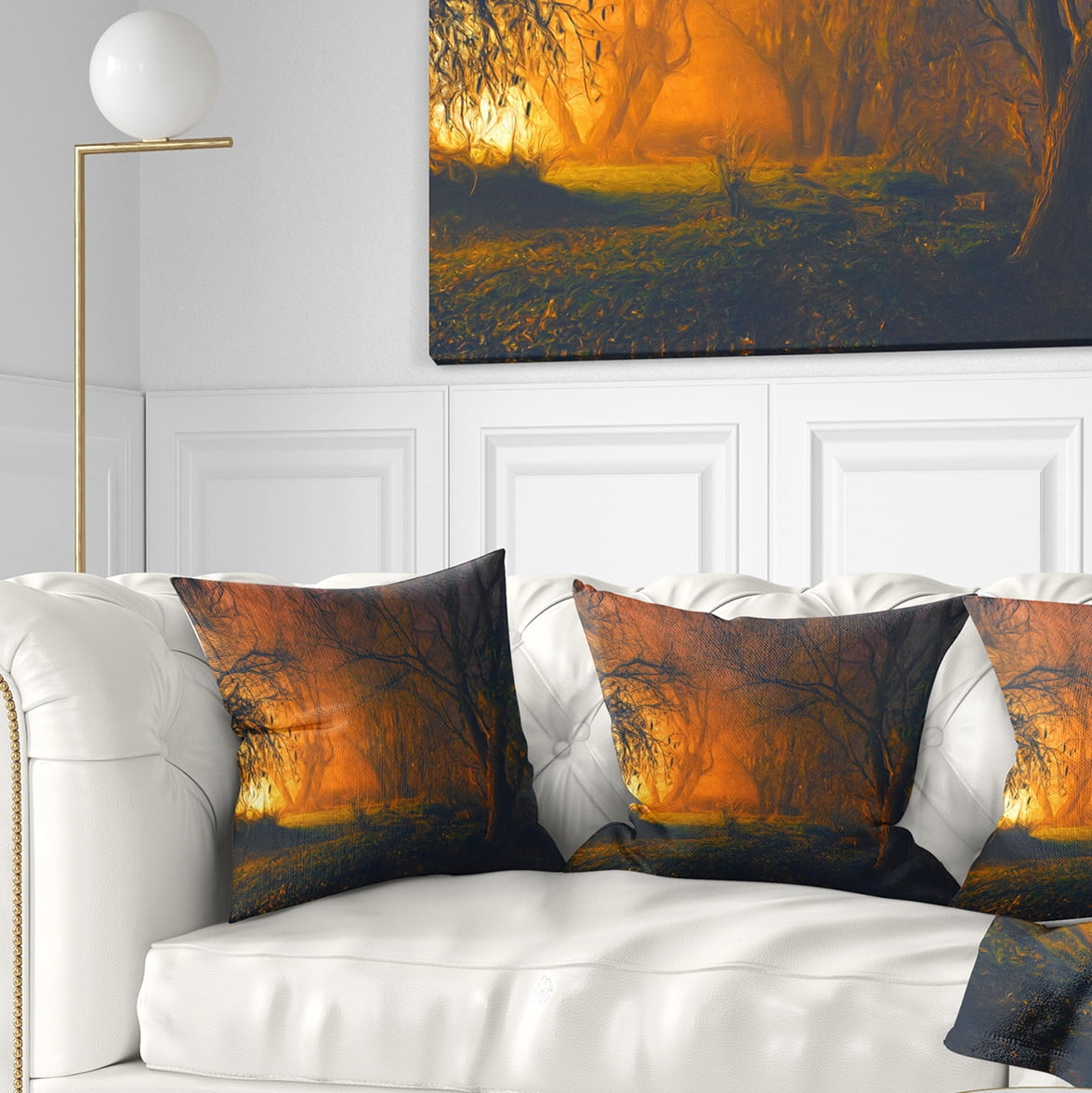 Designart Magical Light in Forest - Landscape Printed Throw Pillow - 18x18