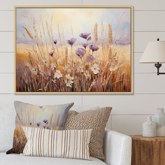 Designart "Magical Minimalist Meadow IV" Meadow Floater Framed Canvas Prints