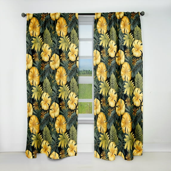 Designart "Magical Monstera Wonders" Tropical Blackout Curtain Panels