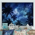 thumbnail image 1 of Designart "Magical Night With Sapphire Palm Tree I" Palms & Palm Trees Floater Framed Canvas Art Print, 1 of 5