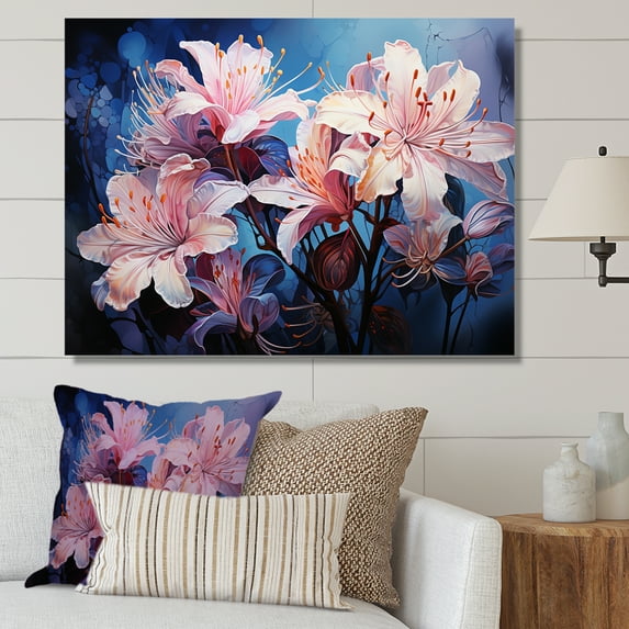 Designart "Magical Pink Blossom Oasis" Hibiscus Canvas Art Print