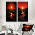 thumbnail image 1 of Designart "Magical Sunset Along the Riverbank I" Lakehouse Framed Wall Art Set Of 2 - Lake House Red Framed Wall Art Set Of 2, 1 of 6