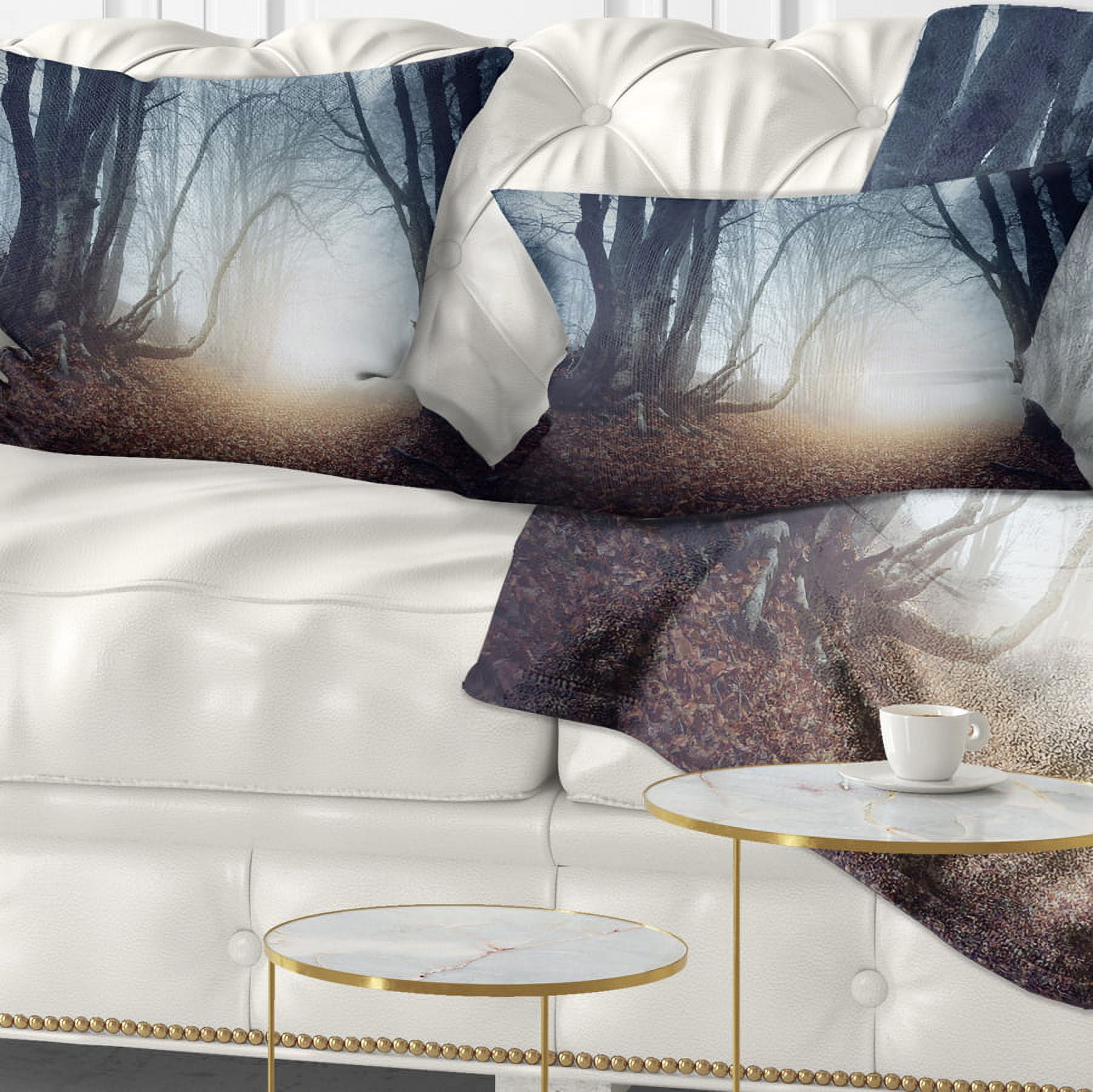 Designart Magical Trees in Mysterious Forest - Modern Forest Throw Pillow - 12x20