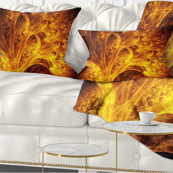 Designart Magical Yellow Psychedelic Tree - Abstract Throw Pillow - 12x20