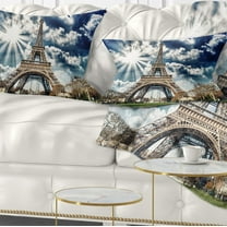 Designart Magnificent Paris Eiffel TowerView - Skyline Photography Throw Pillow - 12x20