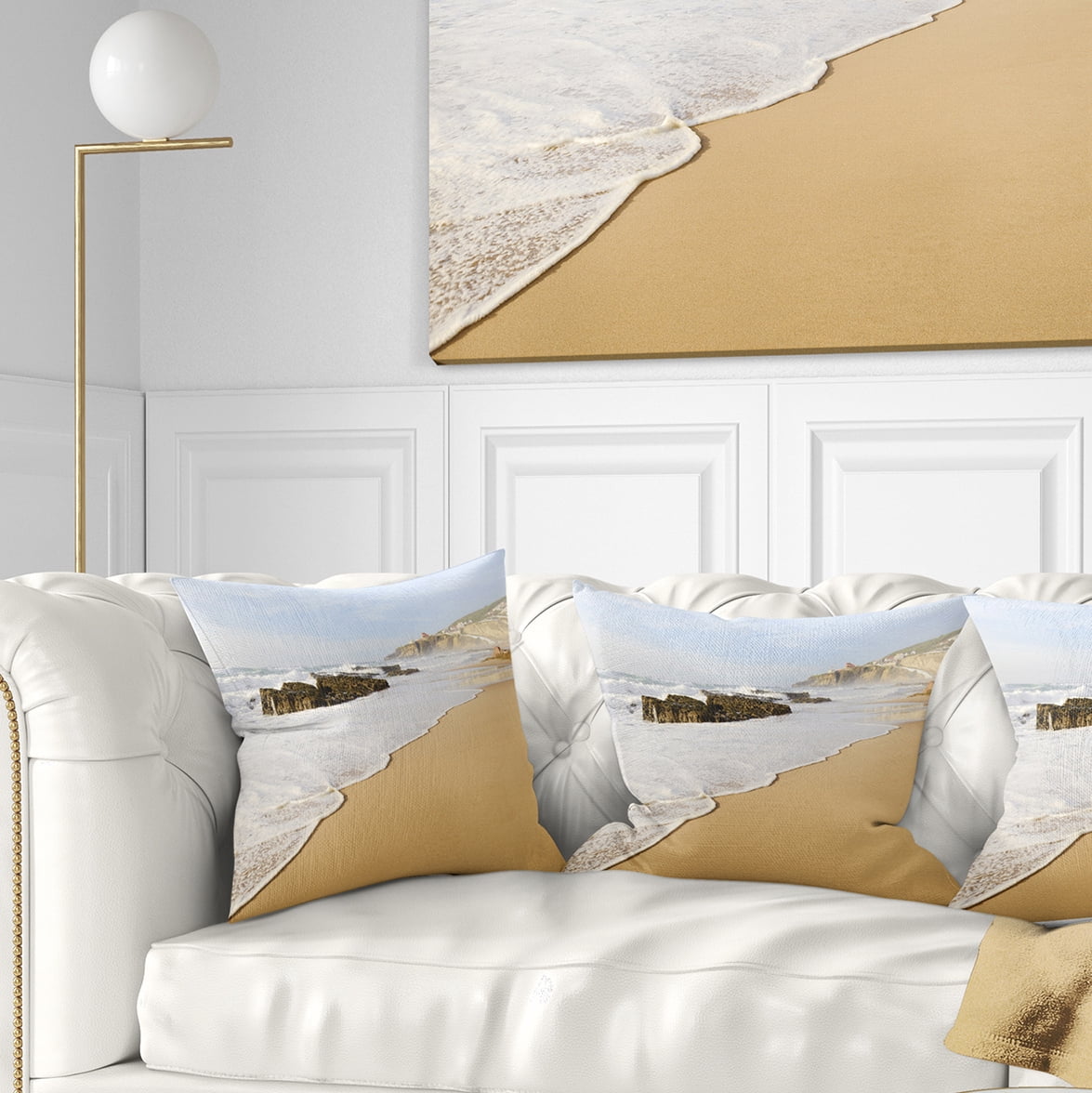 Designart Magoito Beach Portugal - Seascape Throw Pillow - 18x18