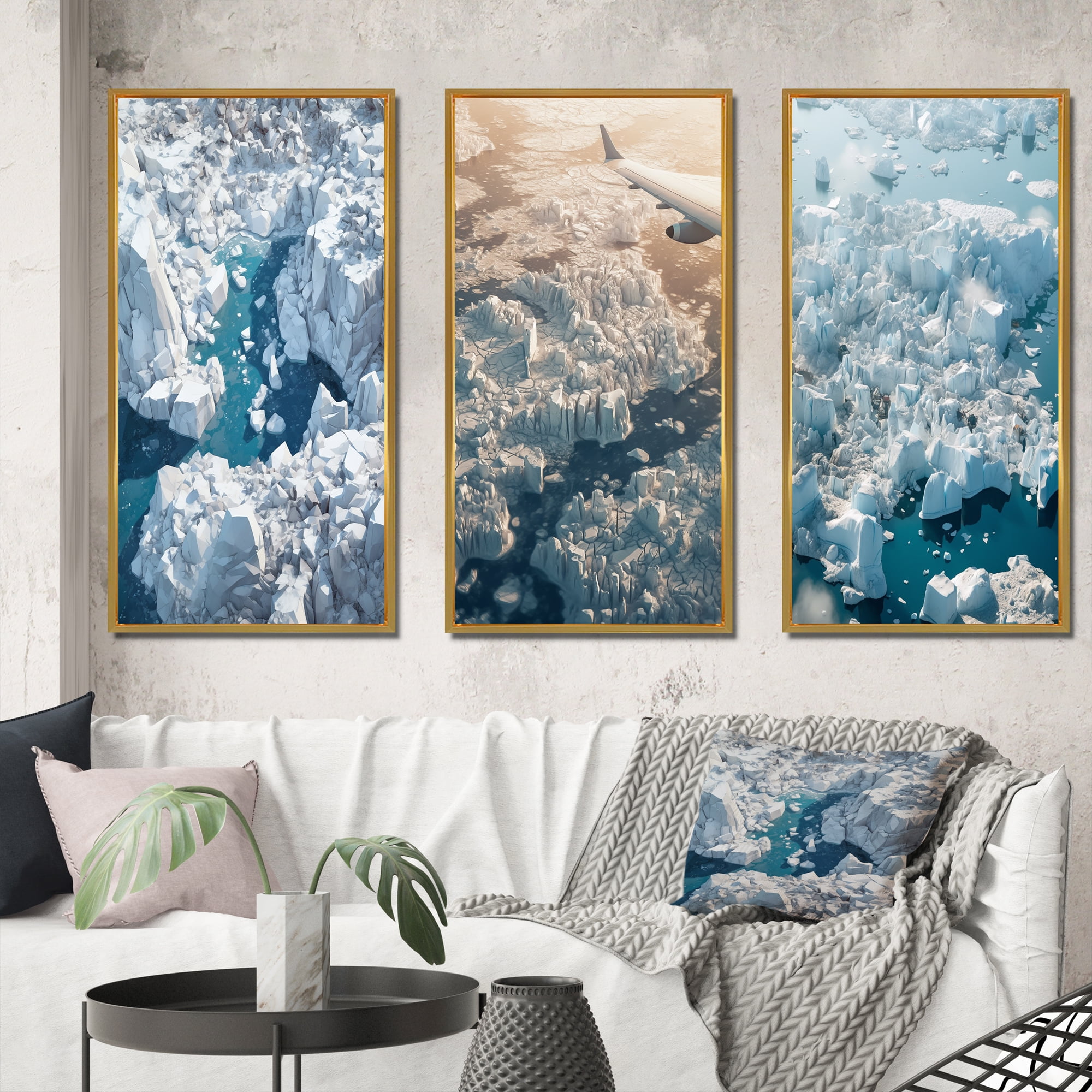Arctic Map By The Vintage Collection - Mirror Framed Print Wall Art - Blue