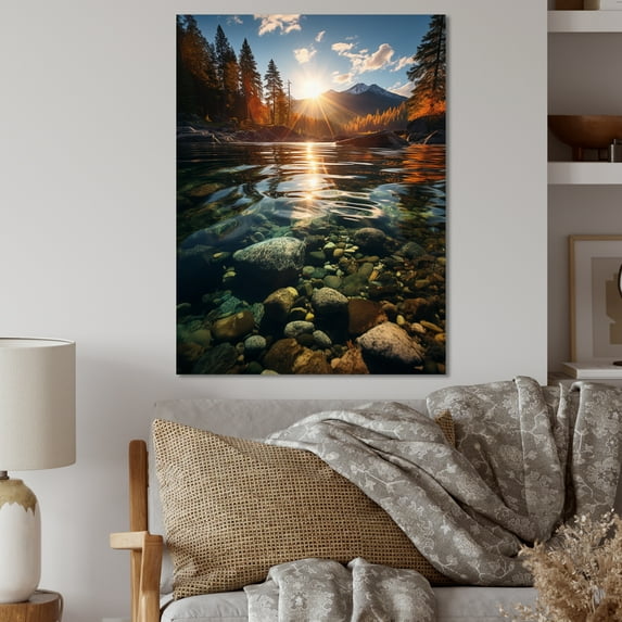 Designart "Majestic Banks of the River II" Lakes & Rivers Metal Wall Art Prints