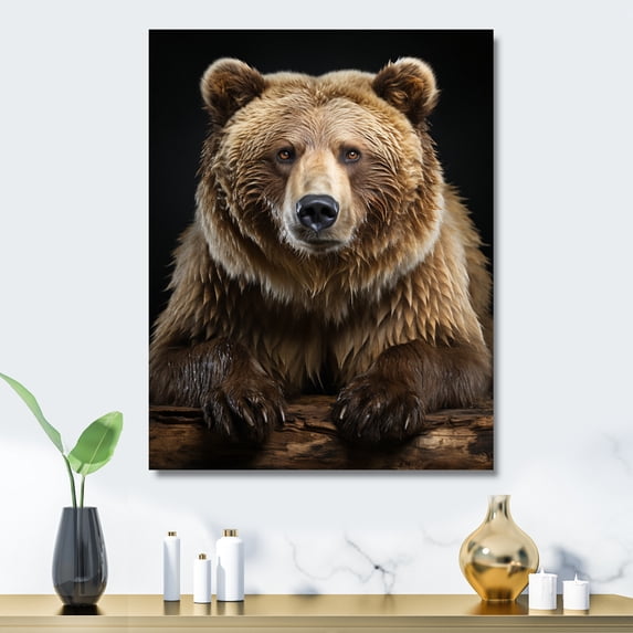 Designart "Majestic Bear s Self-Portrait III" Animals Bear Metal Art Living Room