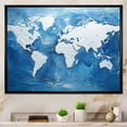 thumbnail image 1 of Designart "Majestic Blues On The World Map I" World Map Floater Framed Canvas Wall Art, 1 of 5