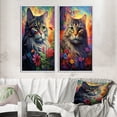 thumbnail image 1 of Designart "Majestic Cat Portrait with Flowers III" Animals Cat Framed Wall Art Set Of 2 - Children's Art Yellow Frame Gallery Set For Office Decor, 1 of 6