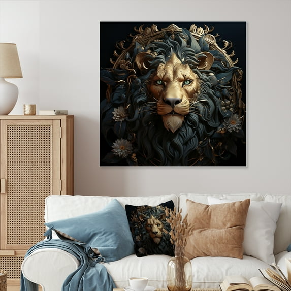 Designart "Majestic King of the Jungle I" Animals Metal Wall Art
