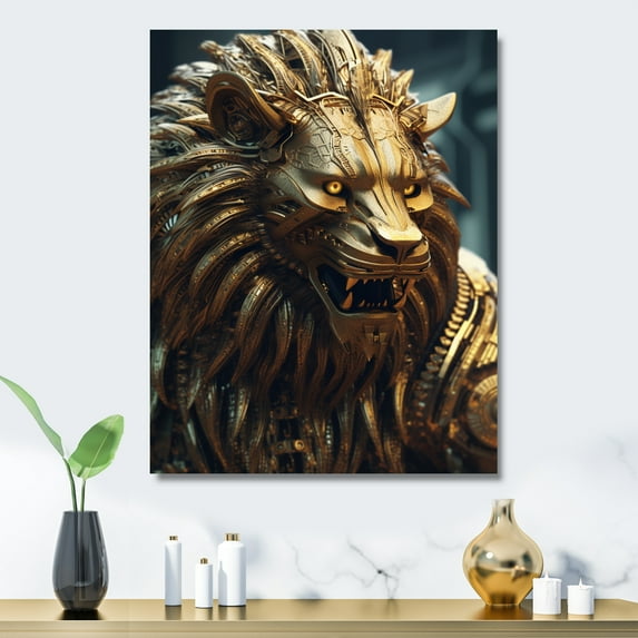Designart "Majestic King of the Jungle IV" Animals Lion Metal Art Living Room