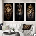 thumbnail image 1 of Designart "Majestic Lion King with a Golden Crown III" Animals Lion Framed Wall Art Set Of 3 - Brown Lion Frame Canvas Set For Living Room Decor, 1 of 6