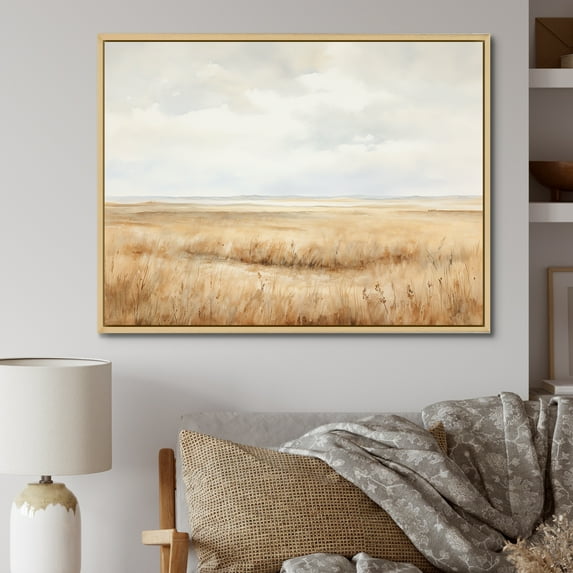 Designart "Majestic Liquid Art In Charming Prairies I" Prairies Floater Framed Wall Art Prints