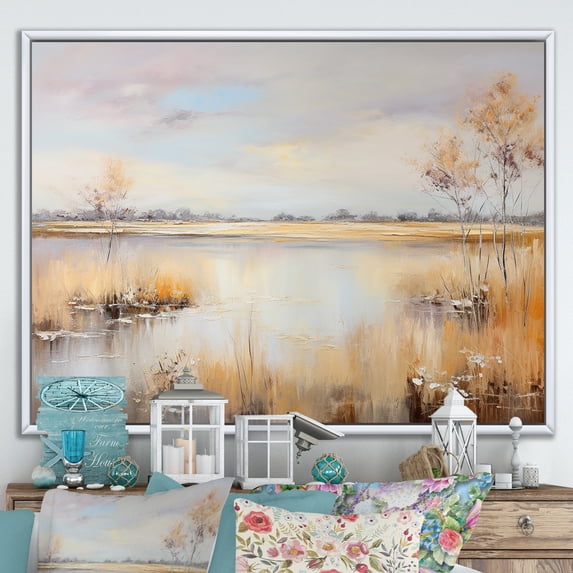 Designart "Majestic Liquid Art In Charming Prairies" Prairies Floater Framed Canvas Wall Art