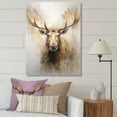 thumbnail image 1 of Designart "Majestic Moose Portrait In Beige And Gold" Moose Canvas Art Print, 1 of 7