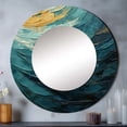 thumbnail image 1 of Designart "Majestic Motion In Teal" Abstract Spirals Rund Mirror For Wall Decor - Large Blue Round Print Mirror - Round Modern Mirror - Wall Mounted Round Large Mirror - 23" x 23", 1 of 6