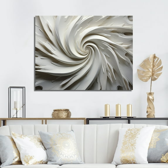 Designart "Majestic Motion In White I" Abstract Spirals Wall Art Living Room