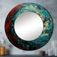 thumbnail image 1 of Designart "Majestic Motion Spiral In Red And Blue" Abstract Spirals Rund Mirror For Wall Decor - Large Red Round Print Mirror - Round Modern Mirror - Wall Mounted Round Large Mirror - 29" x 29", 1 of 6