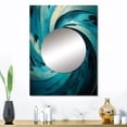 thumbnail image 1 of Designart "Majestic Motion in Teal II" Abstract Spirals Mirror Wall Decor - Modern Blue Abstract Mirror Wall Art For Entryway - 32" x 24" Inch, 1 of 5