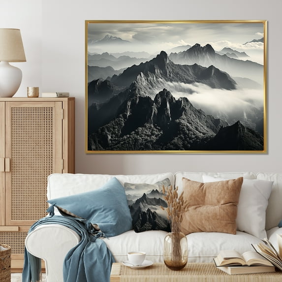 Designart "Majestic Mountains in Thailand" Landscapes Floater Framed Wall Art Print