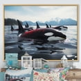 thumbnail image 1 of Designart "Majestic Orcas Black and Red Marine Animals" Marine Animals Floater Framed Canvas Print, 1 of 7