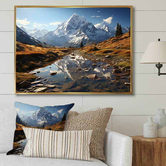 Designart "Majestic Peaks in Scenic Splendor" Landscapes Floater Framed Canvas Art Print
