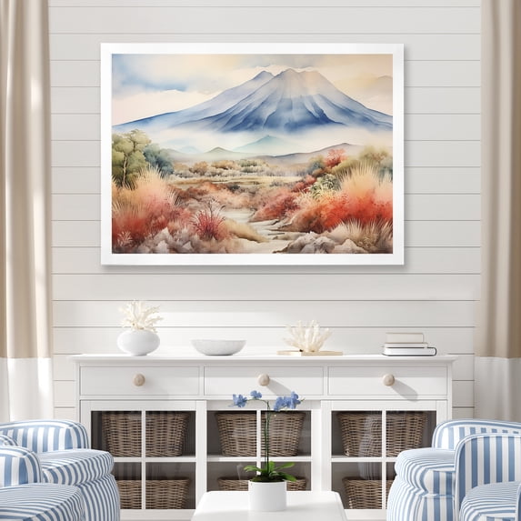 Designart "Majestic Peaks of Indonesia III" Landscapes Framed Wall Art Decor - Traditional Blue Indonesia Bedroom Framed Canvas Wall Art