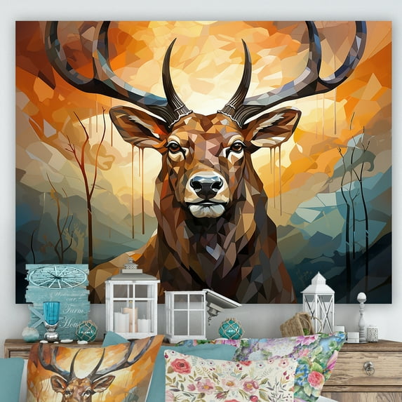 Designart "Majestic Portrait Of A Stag" Animals Deer Wall Decor