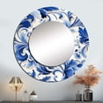 thumbnail image 1 of Designart "Majestic Scrolls Of Cobalt III" Floral Rund Mirror For Wall Decor - Large Blue Round Print Mirror - Round Cottage Mirror - Wall Mounted Round Large Mirror - 29" x 29", 1 of 6