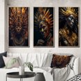 thumbnail image 1 of Designart "Majestic Shaman Spiritual Wisdom of the Amazon III" Folk Religion Framed Wall Art Set Of 3 - Gold Traditional Frame Gallery Set For Office Decor, 1 of 6