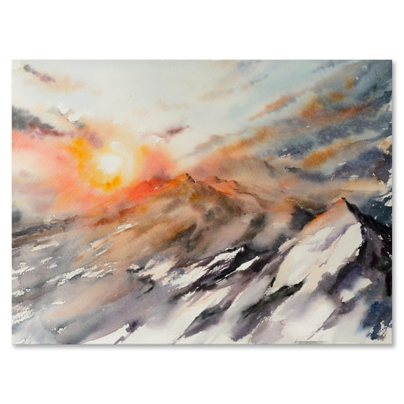 Designart ' Majestic Sunset Glow on The Mountains Landscape ' Traditional Canvas Wall Art Print