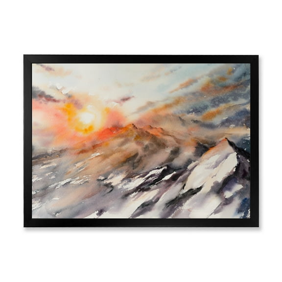 Designart 'Majestic Sunset Glow on The Mountains Landscape' Traditional Framed Art Print