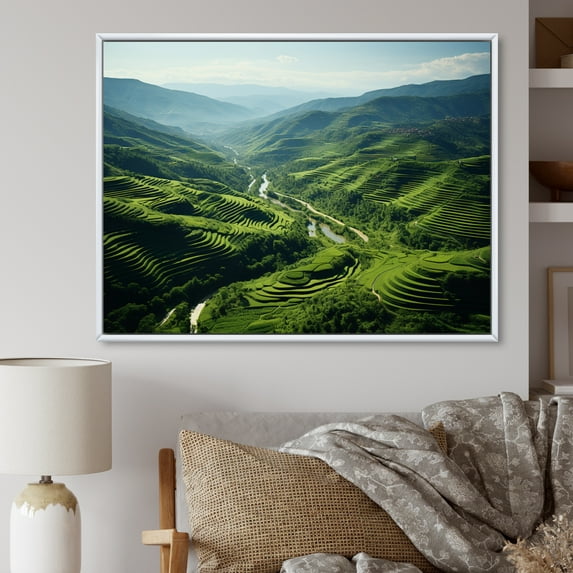Designart "Majestic Vineyard Scenery I" Landscapes Floater Framed Canvas Art Print