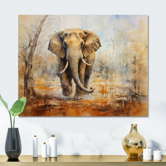Designart "Majestic Wildlife Elephant I" Animals Elephant Metal Wall Decor