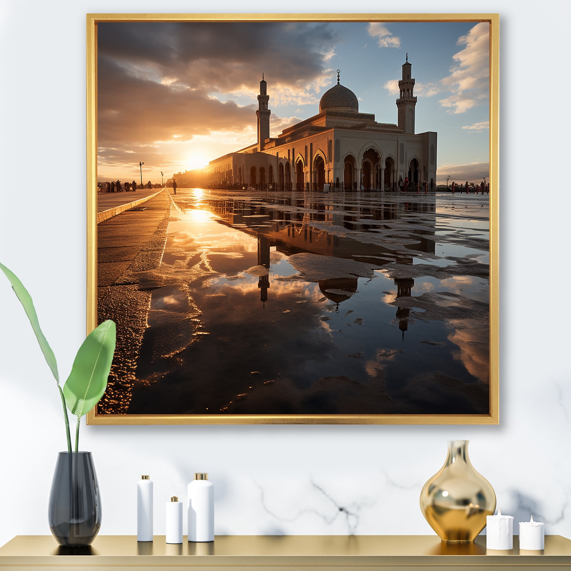 Designart "Majesty of Moroccan Mosque IV" Spiritual Framed Wall Art