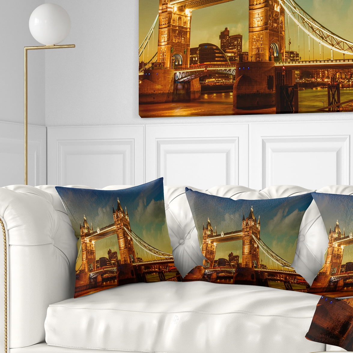 Designart Majesty of Tower Bridge - Cityscape Photography Throw Pillow - 16x16