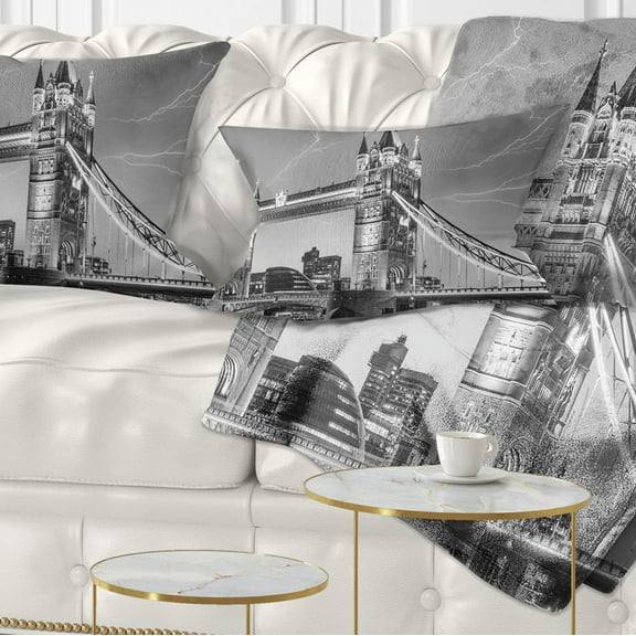 Designart Majesty of Tower Bridge London - Cityscape Photo Throw Pillow - 12x20