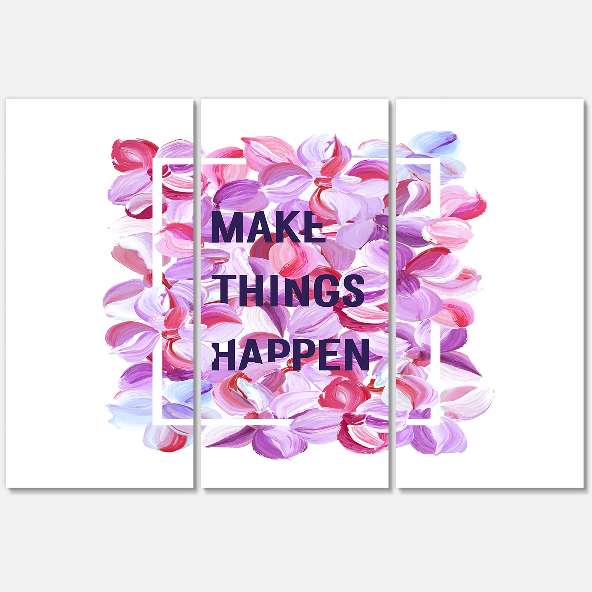 Designart ' Make Things Happen On Purple Flowers ' Traditional Canvas Wall Art Print