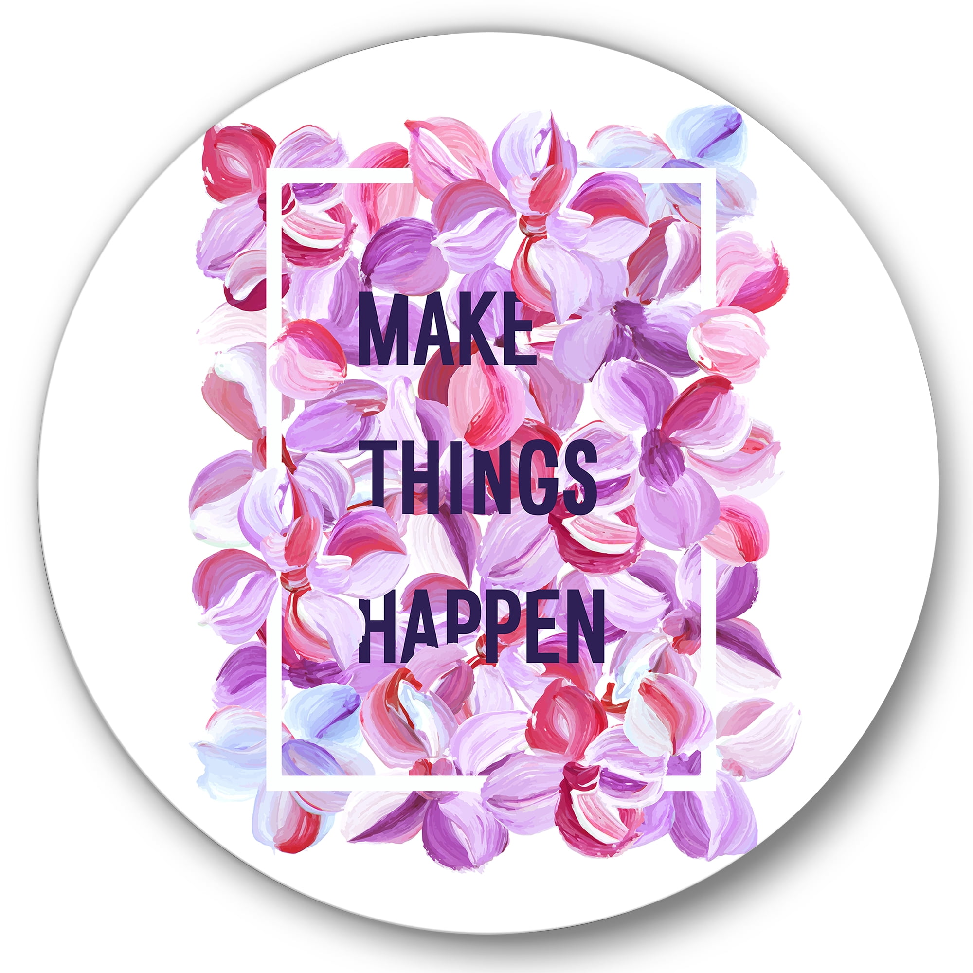 Designart 'Make Things Happen On Purple Flowers' Traditional Circle Metal Wall Art 36x36 - Disc of 36