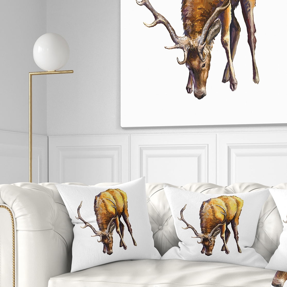 Designart Male Deer Illustration Art - Animal Throw Pillow - 16x16