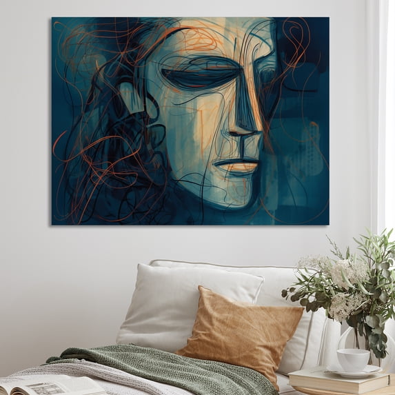 Designart "Male Linear Portrait I" Men Canvas Wall Art