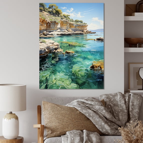 Designart "Mallorcas Dramatic Cliffs in Spain" Nautical & Beach Wall Art Print