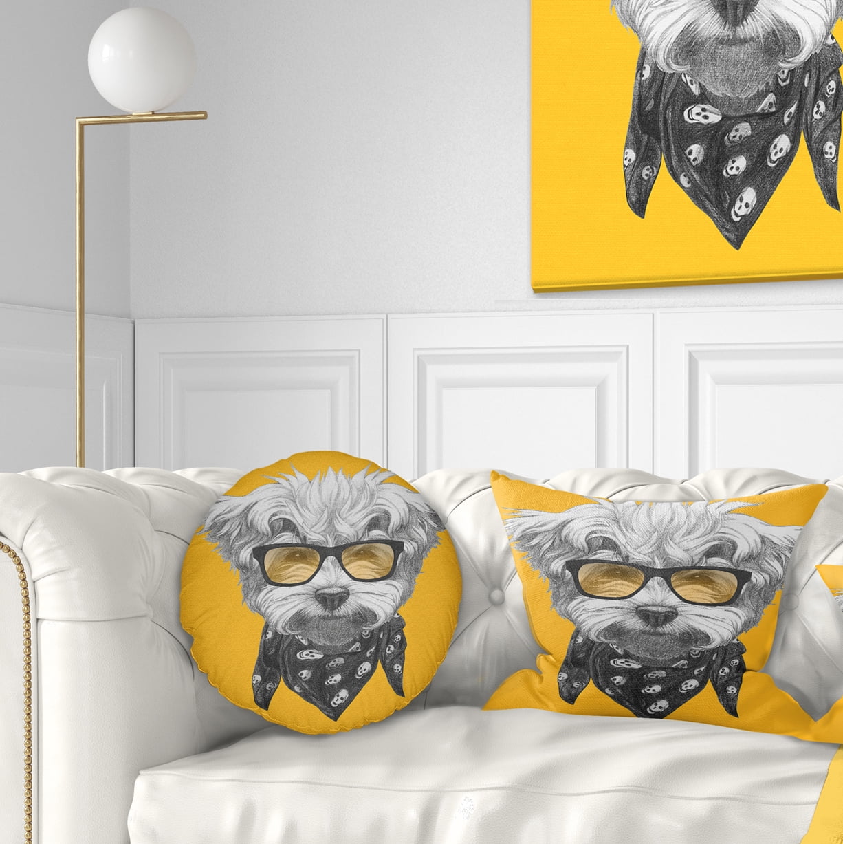 Designart Maltese Poodle with Sunglasses - Animal Throw Pillow - 12x20