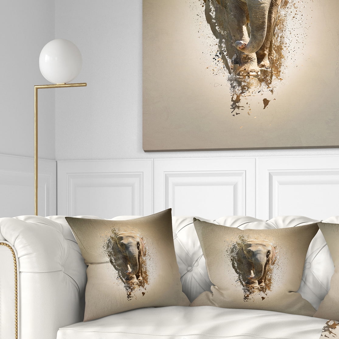 Designart Mammoth Elephant Walking - Animal Throw Pillow - 18x18