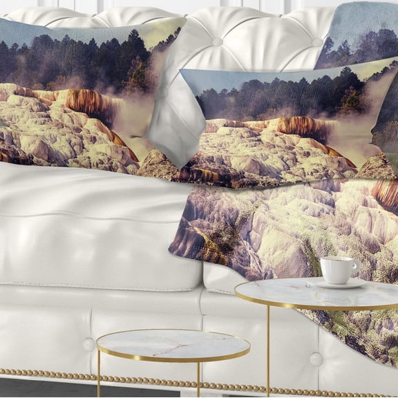 Designart Mammoth Hot Springs View - Landscape Printed Throw Pillow - 12x20
