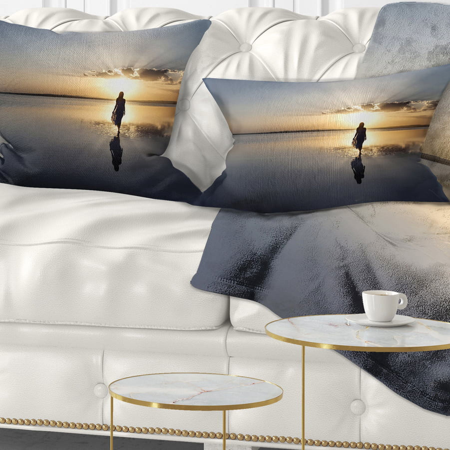 Designart Man Alone in Summer - Landscape Photo Throw Pillow - 12x20