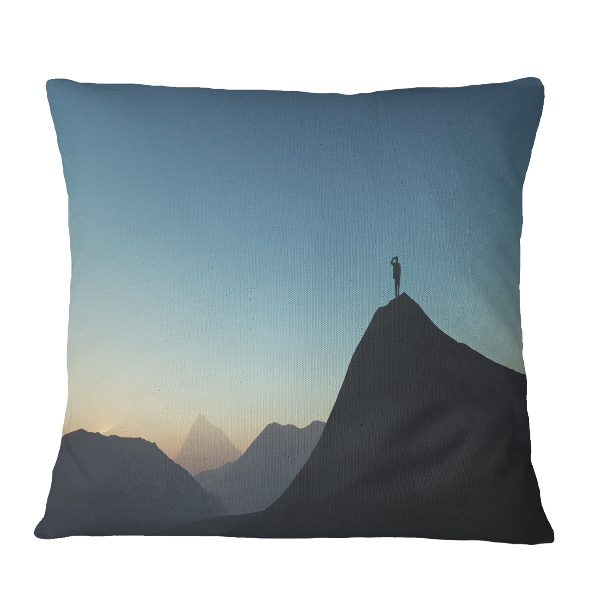 Designart Man Looking from Mountain - Landscape Printed Throw Pillow - 18x18
