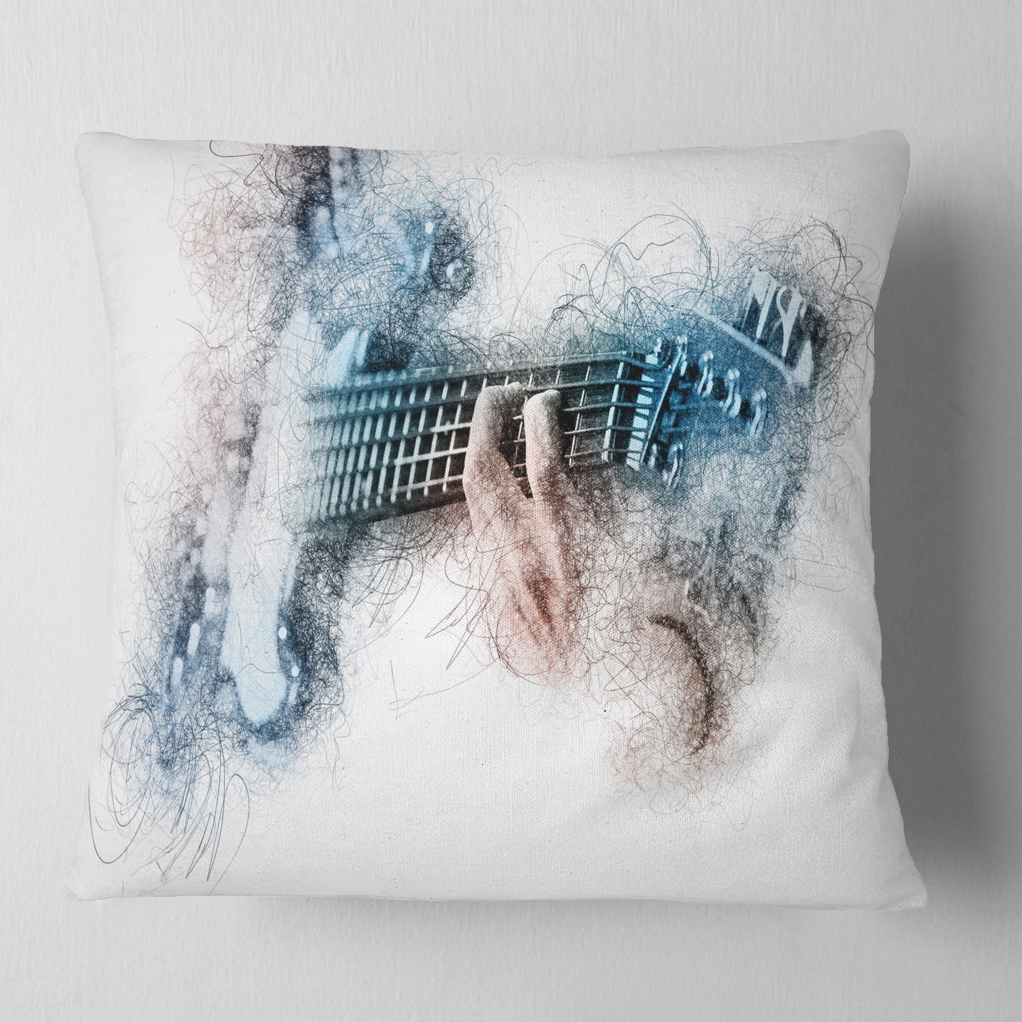 Designart Man Playing A Guitar Watercolor - Contemporary Throw Pillow - 16x16